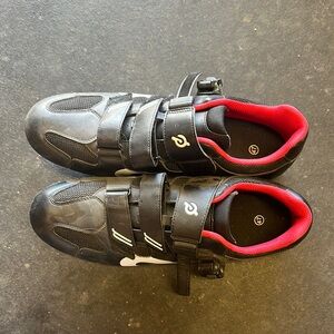 Peloton Black and Red Athletic Cycling Shoes